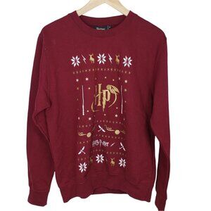 Harry Potter Shop Platform 9 3/4 Crewneck Sweatshirt Burgundy Gold Size S